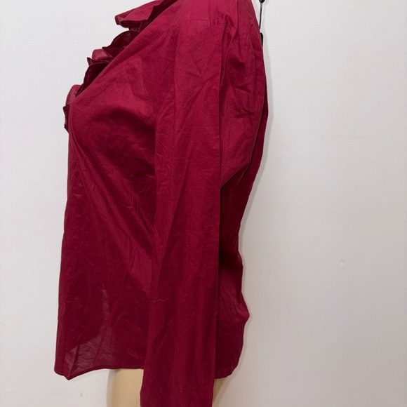 Talbots Red Ruffled Button Down Too Size 14 New - Picture 4 of 6